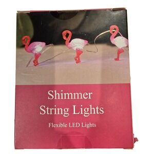 Flamingo Shimmer String Lights Summer Fun 10 feet Battery Operated 20 lights NEW